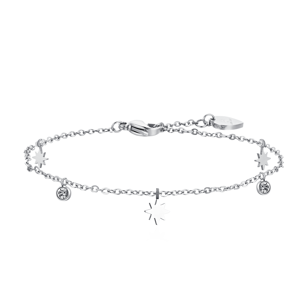 TOBILLERA DE MUJER DE ACERO CON ESTRELLA SISSI Y CIRCONITA CÚBICA
