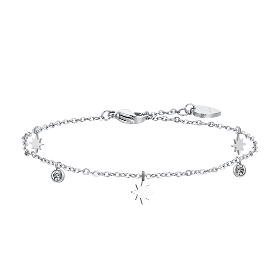 TOBILLERA DE MUJER DE ACERO CON ESTRELLA SISSI Y CIRCONITA CÚBICA