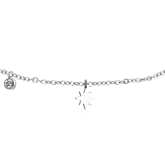 TOBILLERA DE MUJER DE ACERO CON ESTRELLA SISSI Y CIRCONITA CÚBICA