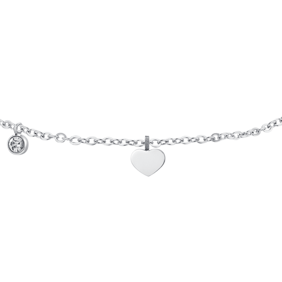 TOBILLERA DE MUJER EN ACERO ZIRCONIA CÚBICA Y CORAZONES