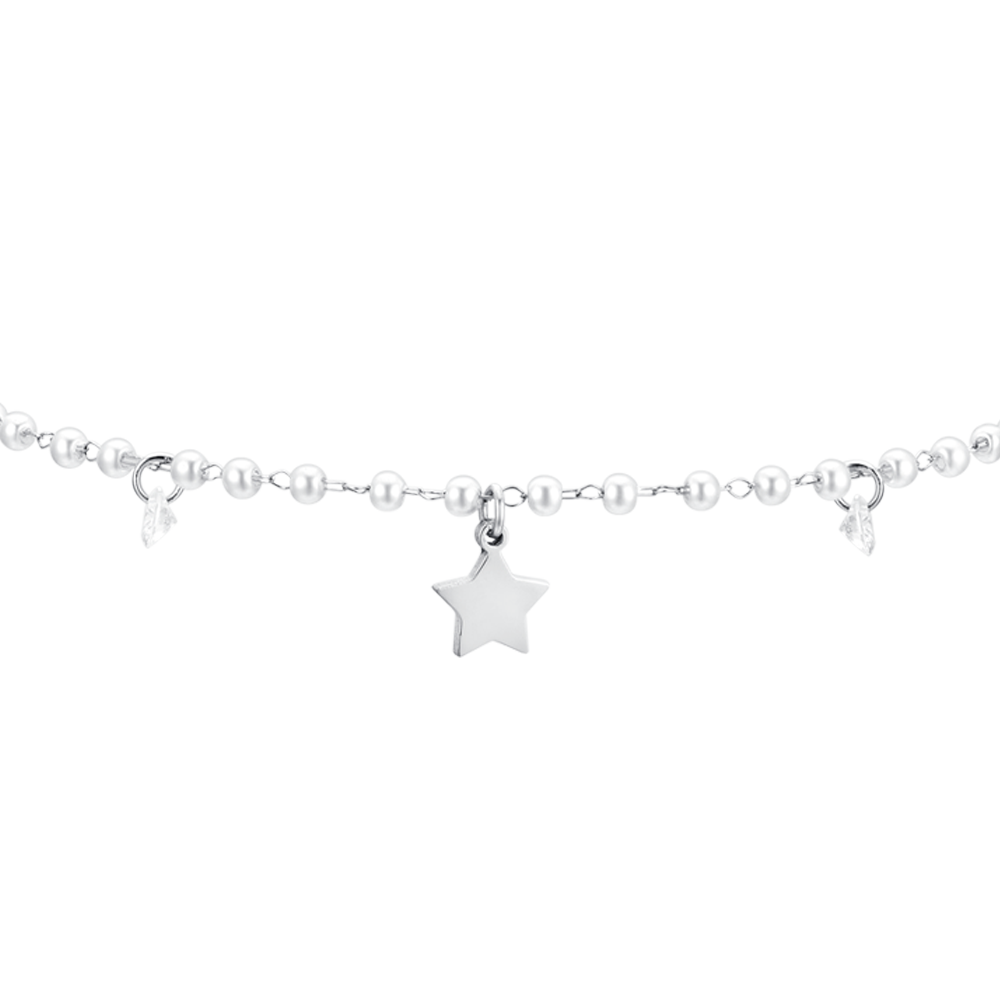 TOBILLERA DE PERLAS Y ESTRELLAS DE ACERO PARA MUJER