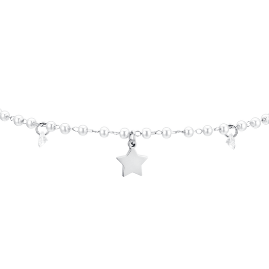 TOBILLERA DE PERLAS Y ESTRELLAS DE ACERO PARA MUJER