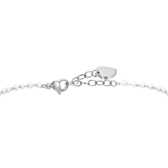TOBILLERA DE ACERO PARA MUJER CON PERLAS Y MARIPOSAS