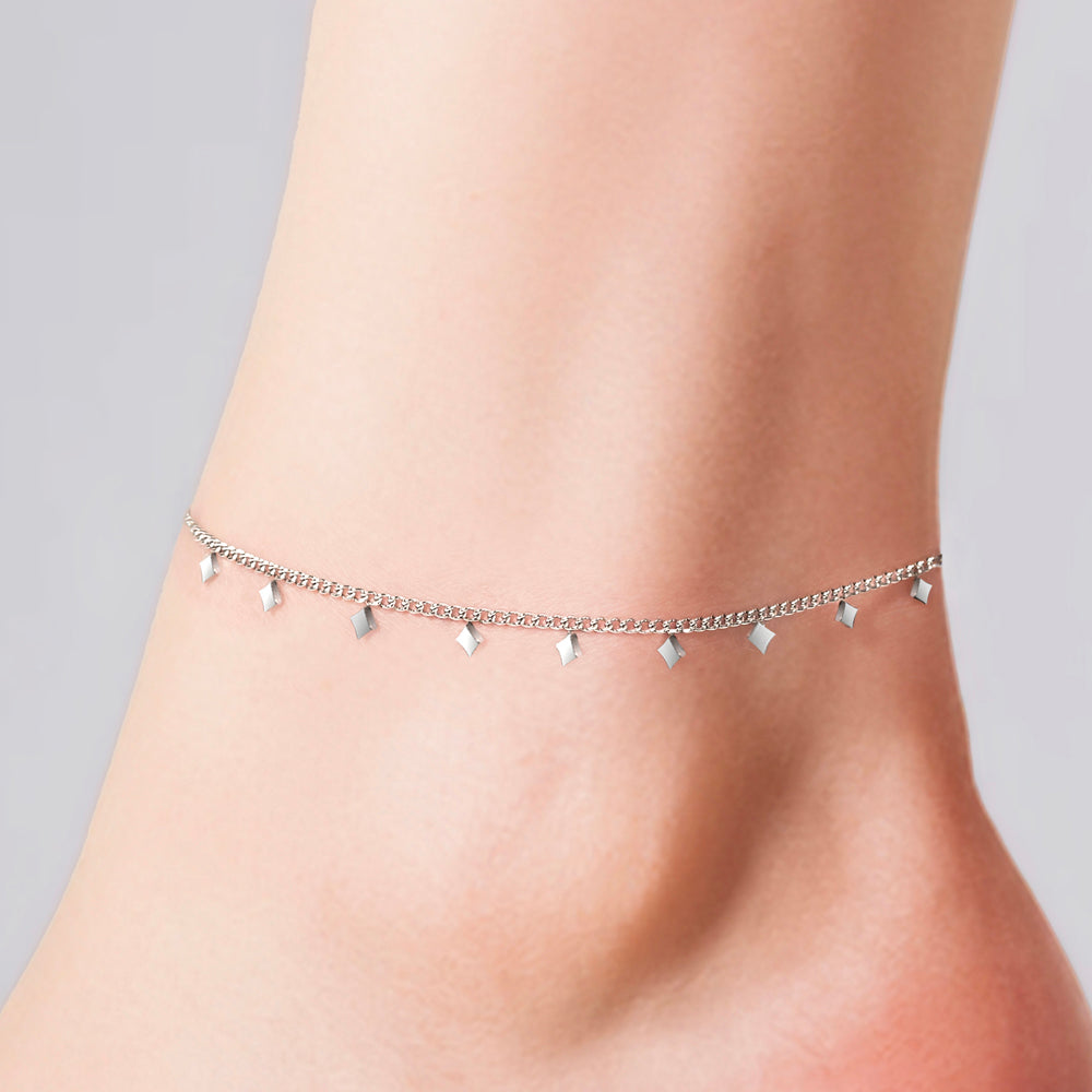 TOBILLERA DE ACERO CON ROMBOS PARA MUJER