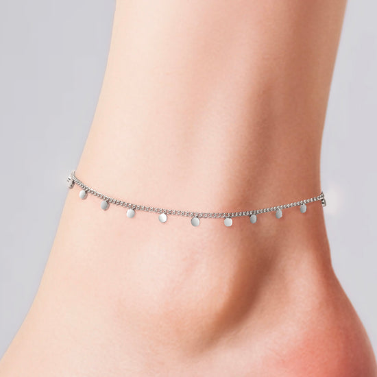 TOBILLERA DE ACERO CON AROS PARA MUJER