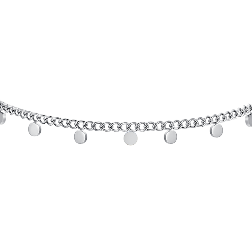 TOBILLERA DE ACERO CON AROS PARA MUJER