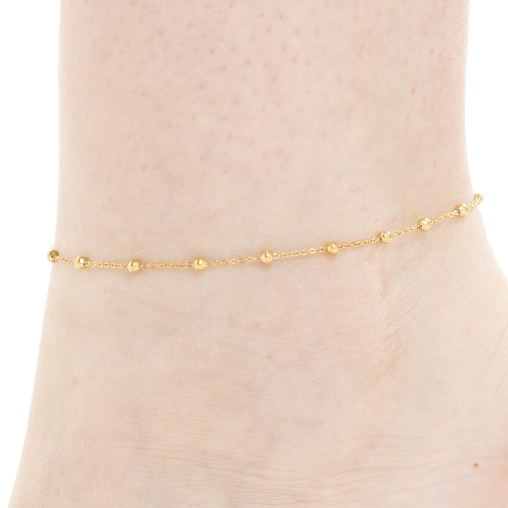 CAVIGLIERA DONNA IN ACCIAIO IP GOLD CON SFERE