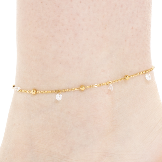 CAVIGLIERA DONNA IN ACCIAIO IP GOLD CON ZIRCONI BIANCHI