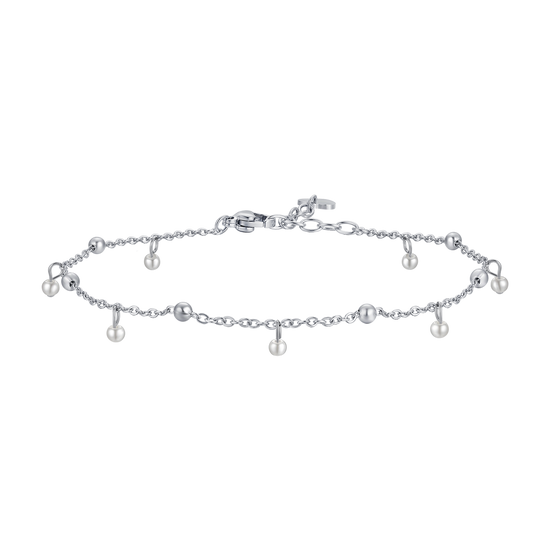 CAVIGLIERA DONNA IN ACCIAIO CON PERLE BIANCHE