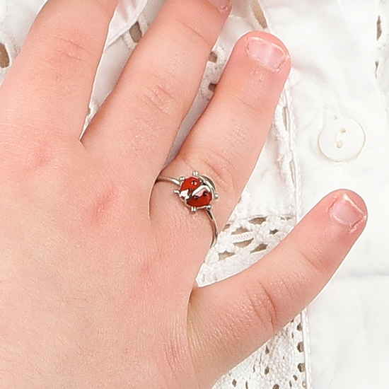 ANILLO DE ACERO NIÑA CON MARIQUITA