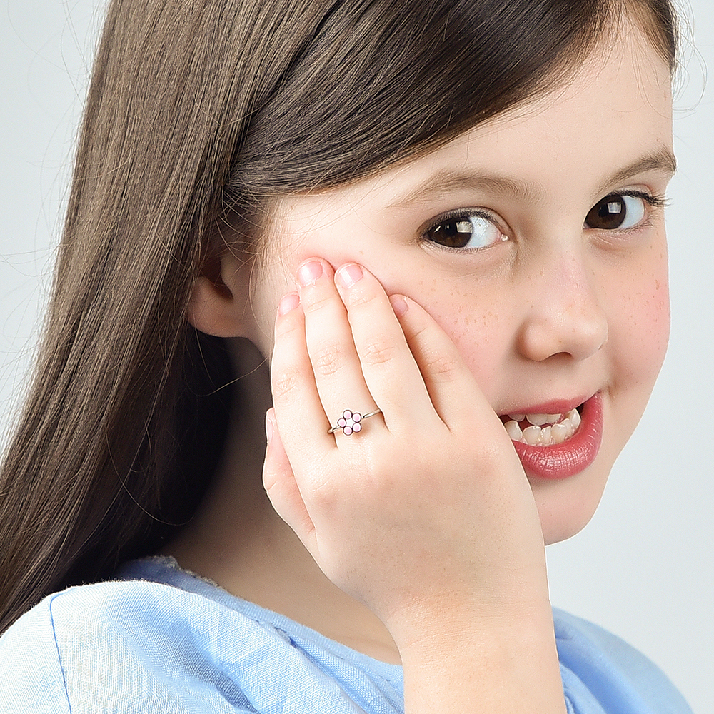 ANILLO DE ACERO NIÑA CON FLOR