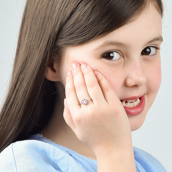 ANILLO DE ACERO NIÑA CON FLOR