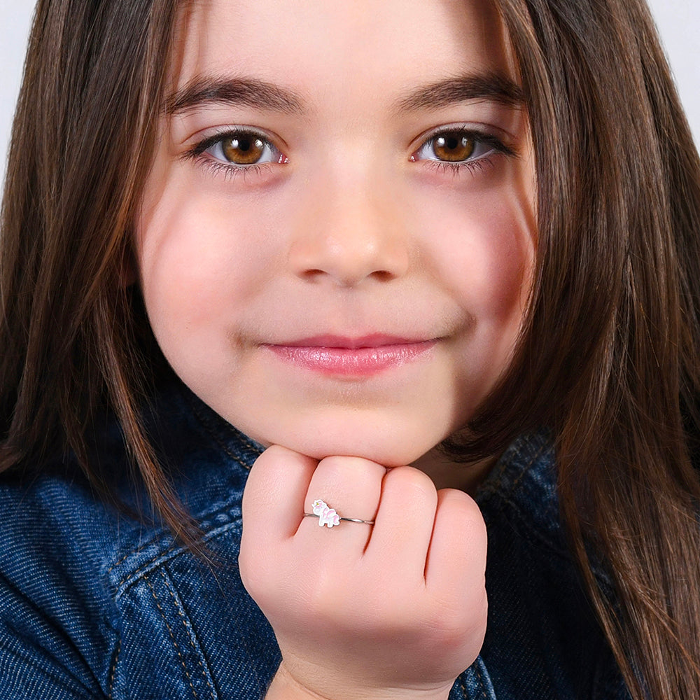 ANILLO DE NIÑA DE ACERO CON UNICORNIO