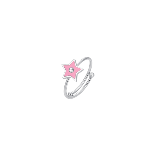 ANILLO NIÑA ACERO ESMALTADO ROSA
