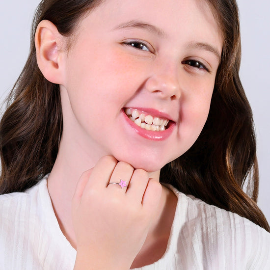ANILLO NIÑA ACERO ESMALTADO ROSA