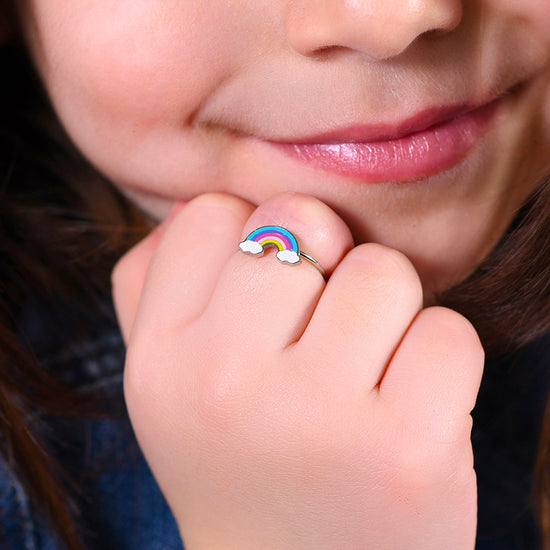 ANELLO BAMBINA IN ACCIAIO CON ARCOBALENO Luca Barra