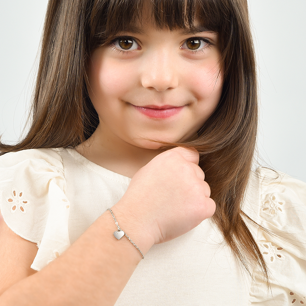 PULSERA DE ACERO NIÑA CON CORAZÓN