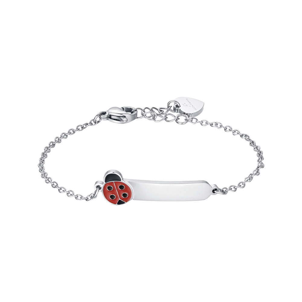 PULSERA PERSONALIZABLE NIÑA DE ACERO CON MARIQUITA