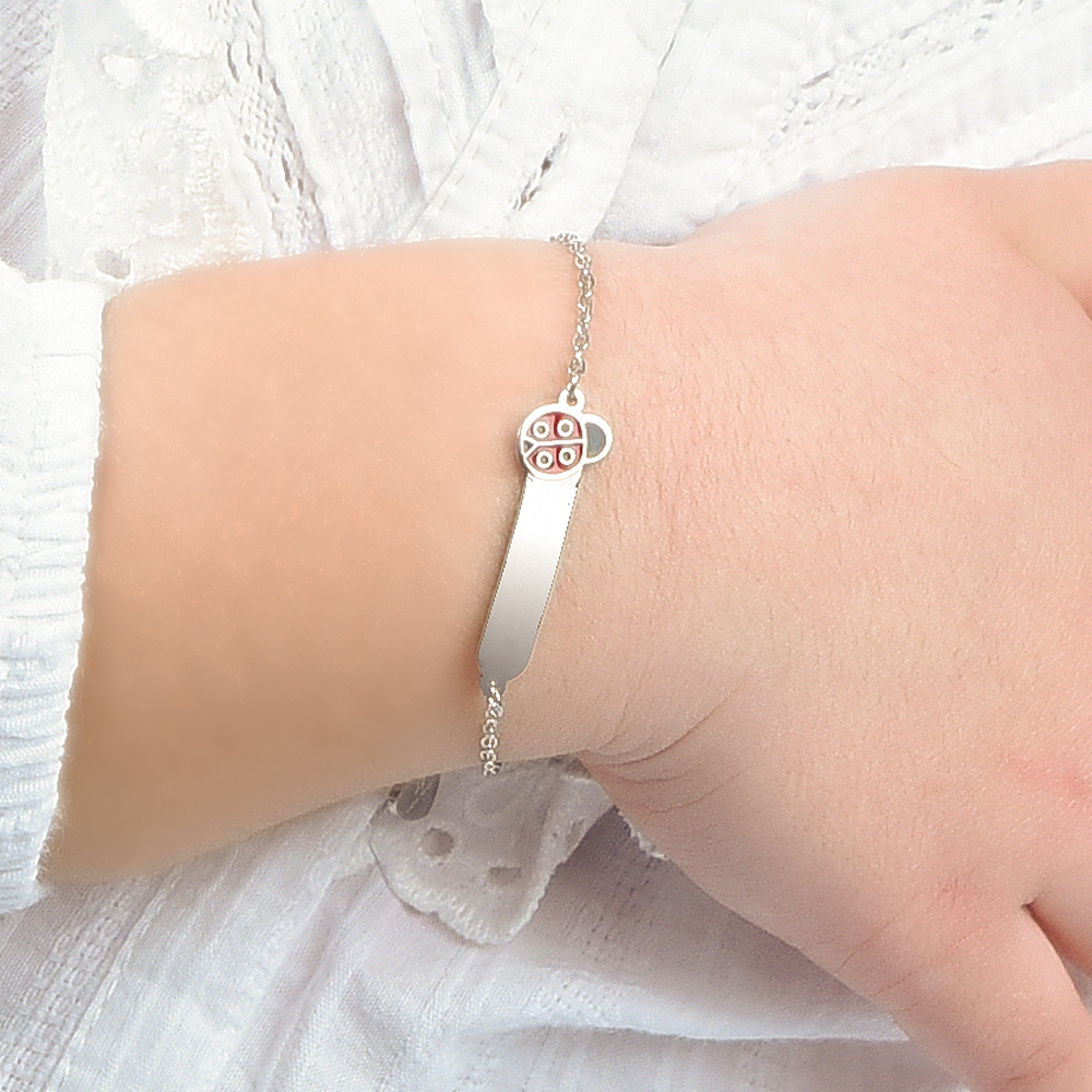 PULSERA PERSONALIZABLE NIÑA DE ACERO CON MARIQUITA