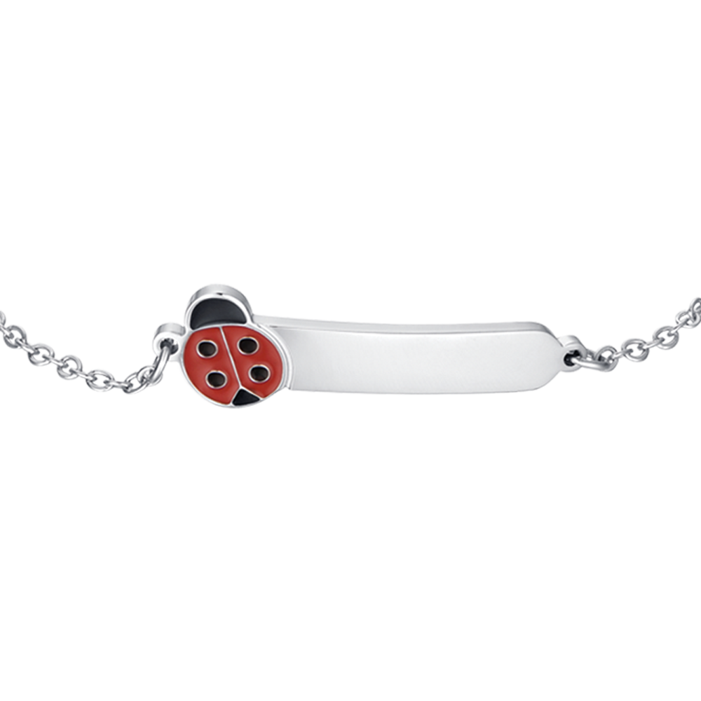 PULSERA PERSONALIZABLE NIÑA DE ACERO CON MARIQUITA