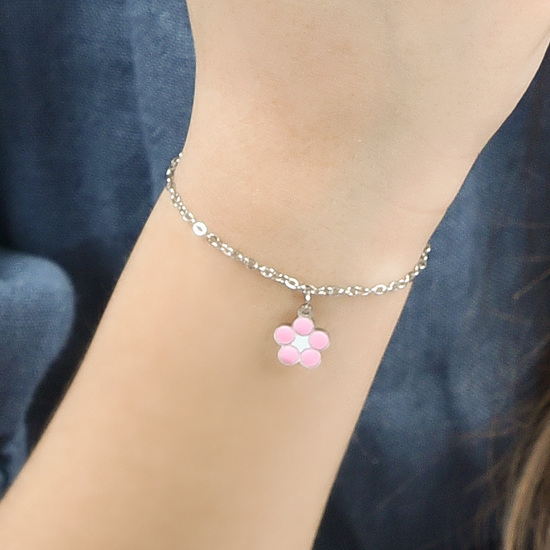 PULSERA DE ACERO NIÑA CON FLOR