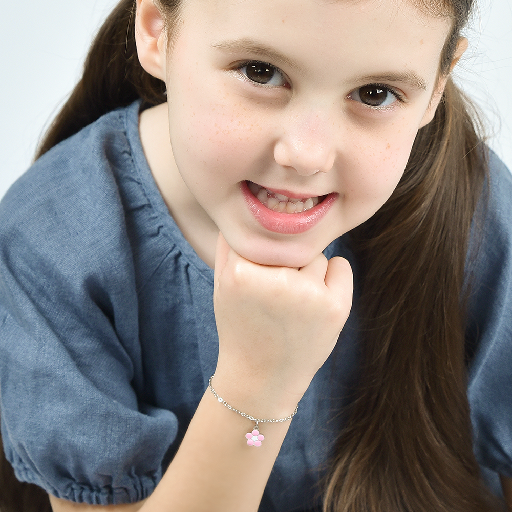 PULSERA DE ACERO NIÑA CON FLOR