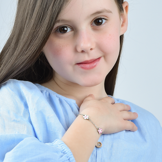 PULSERA DE ACERO NIÑA CON FLORES