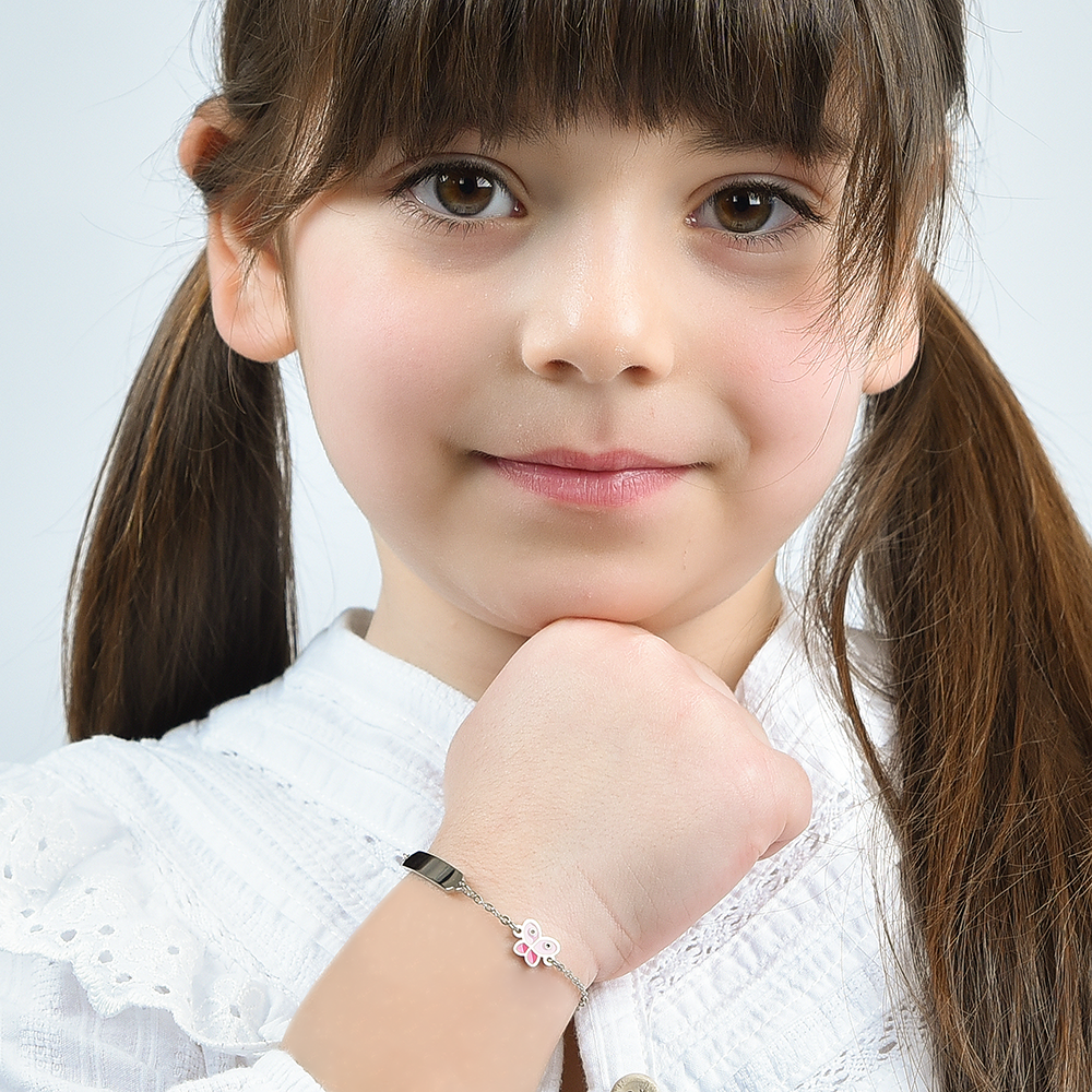 PULSERA DE ACERO NIÑA CON MARIPOSA