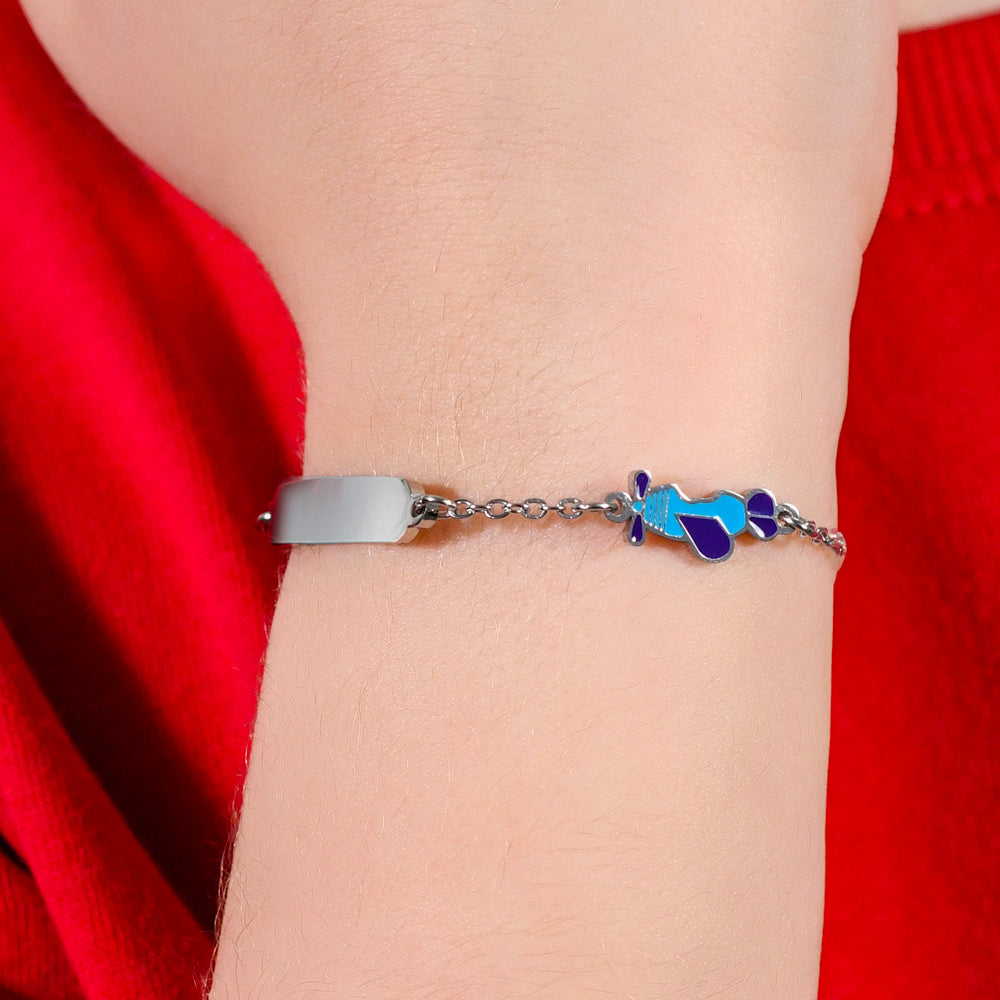 PULSERA DE ACERO PARA BEBÉ CON AVIÓN