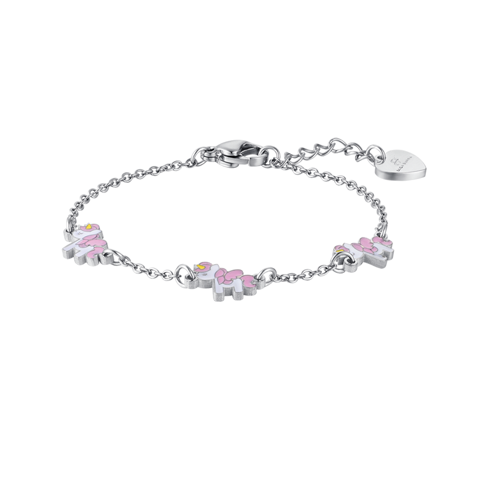 PULSERA INFANTIL DE ACERO CON UNICORNOS Luca Barra