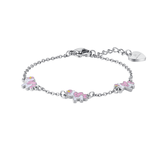 PULSERA INFANTIL DE ACERO CON UNICORNOS Luca Barra