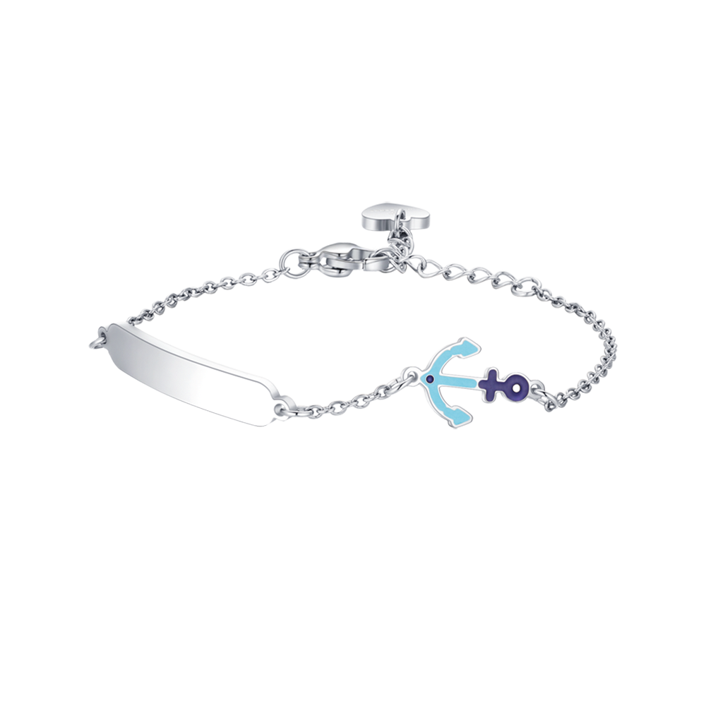 PULSERA DE ACERO PARA BEBÉ CON ANCLA AZUL