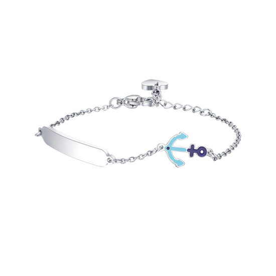 PULSERA DE ACERO PARA BEBÉ CON ANCLA AZUL