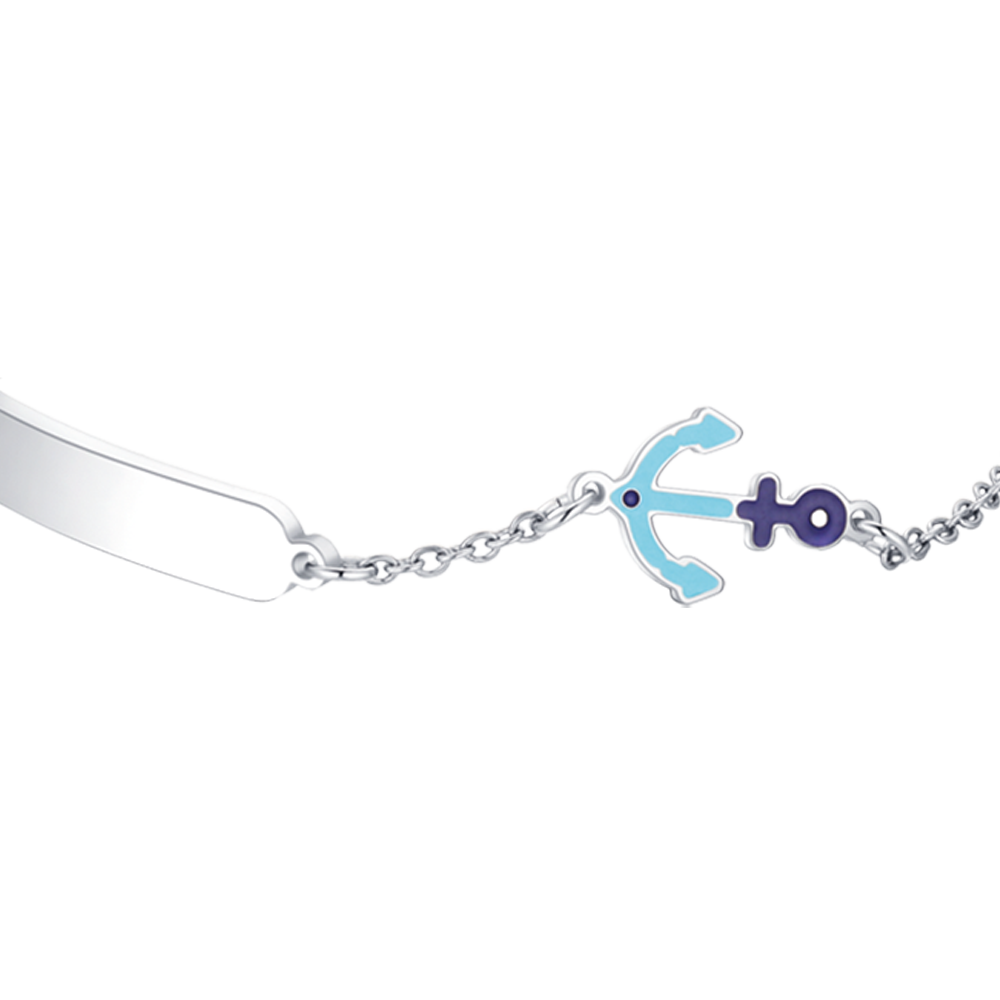 PULSERA DE ACERO PARA BEBÉ CON ANCLA AZUL