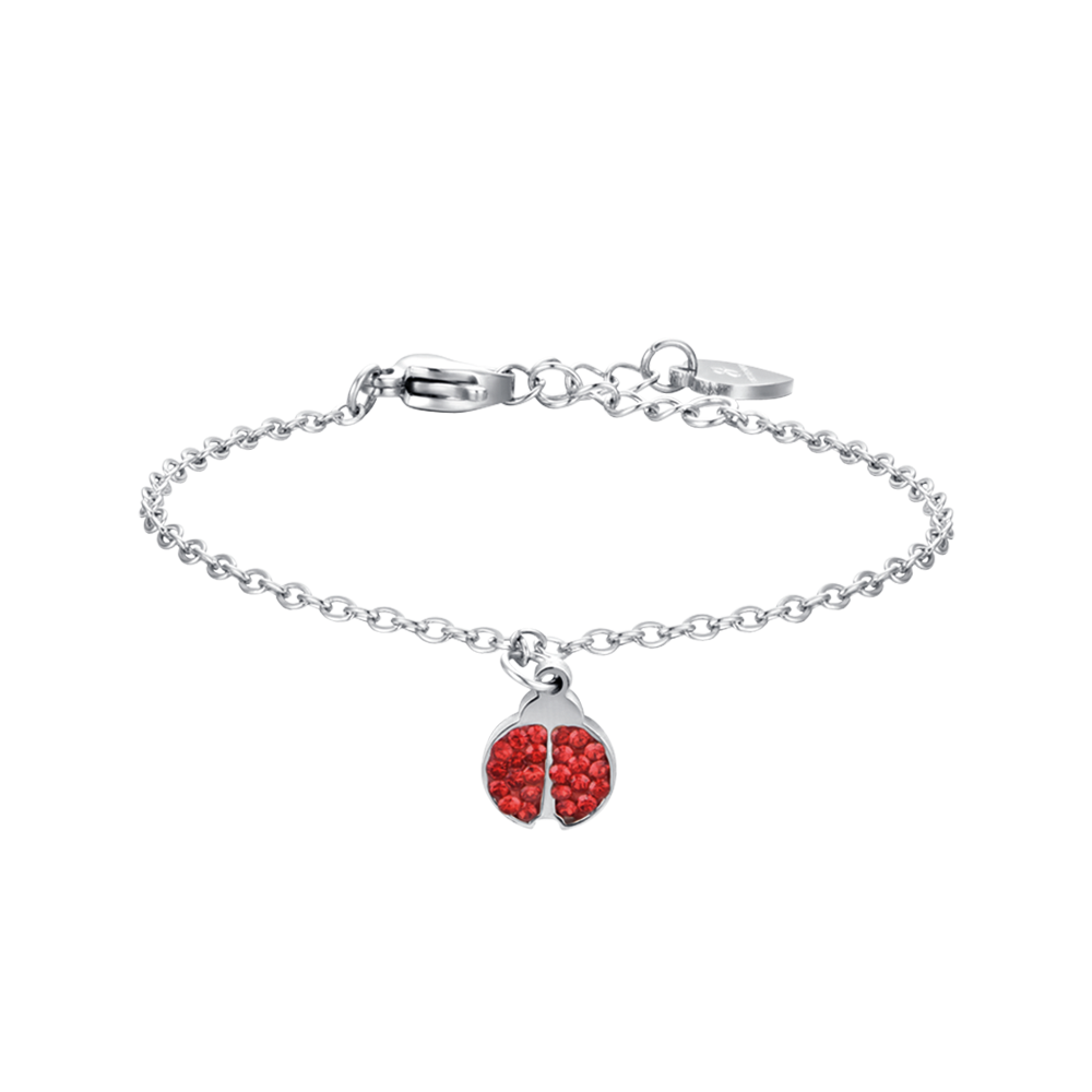 PULSERA INFANTIL DE ACERO INOXIDABLE CON RELOJ Y CRISTALES ROJOS Luca Barra