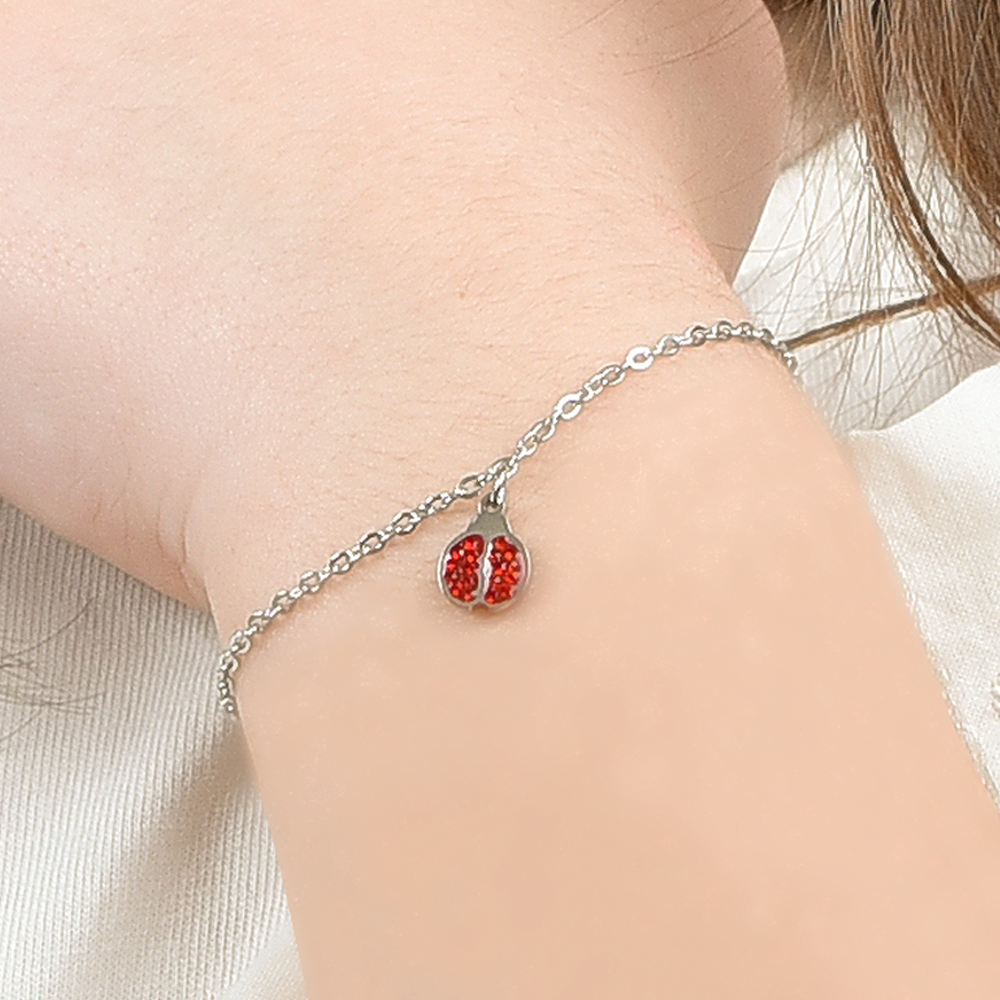 PULSERA INFANTIL DE ACERO INOXIDABLE CON RELOJ Y CRISTALES ROJOS Luca Barra