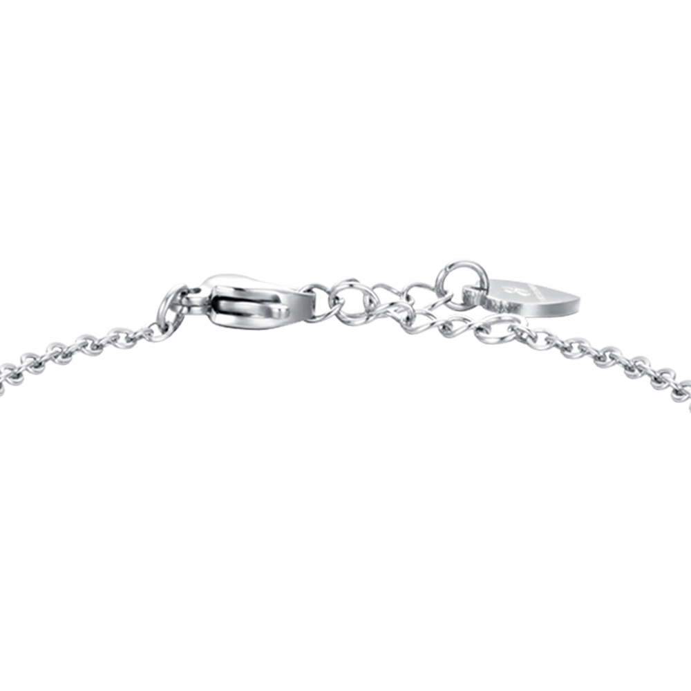 PULSERA DE ACERO PARA NIÑA CON MARIQUITA Y CRISTALES ROJOS
