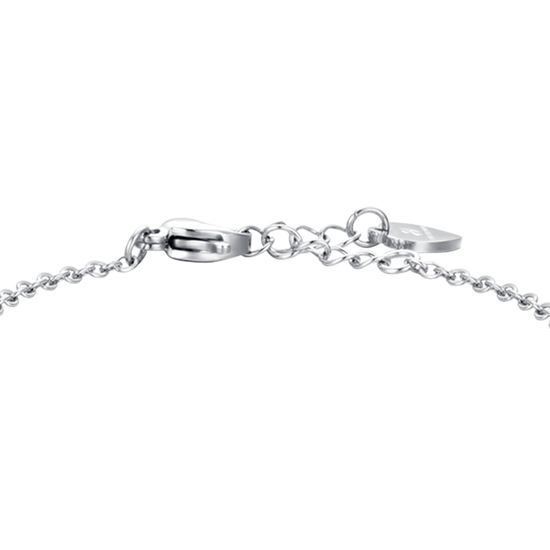 PULSERA DE ACERO PARA NIÑA CON MARIQUITA Y CRISTALES ROJOS
