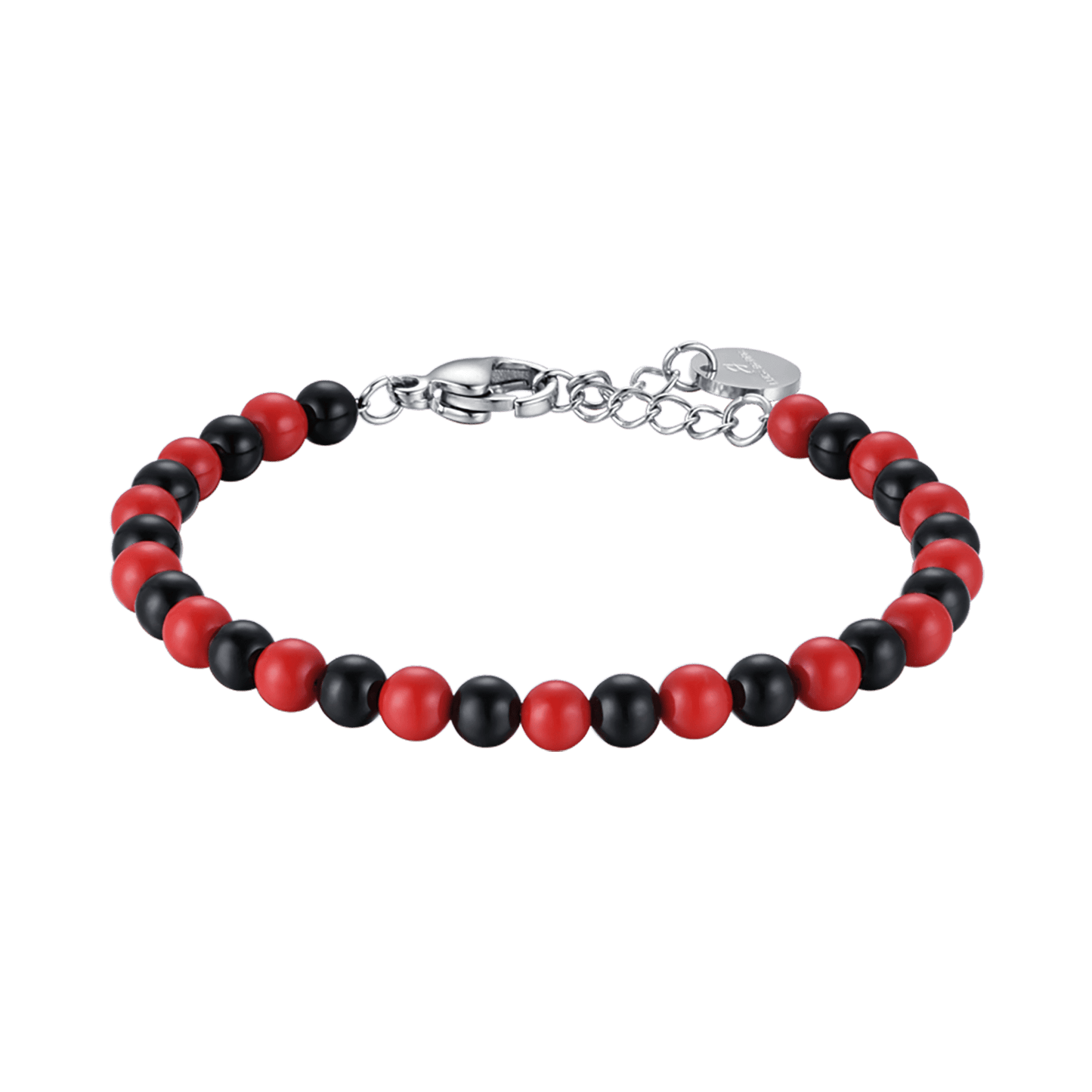 PULSERA INFANTIL DE ACERO CON PIEDRAS ROJAS Y NEGRAS Luca Barra