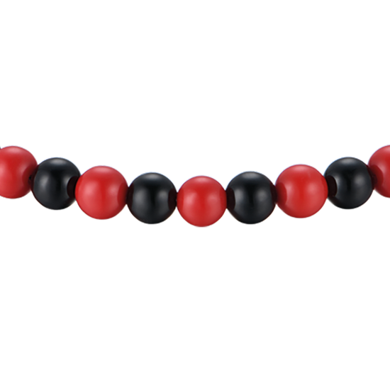PULSERA DE ACERO PARA BEBÉ CON PIEDRAS ROJAS Y NEGRAS