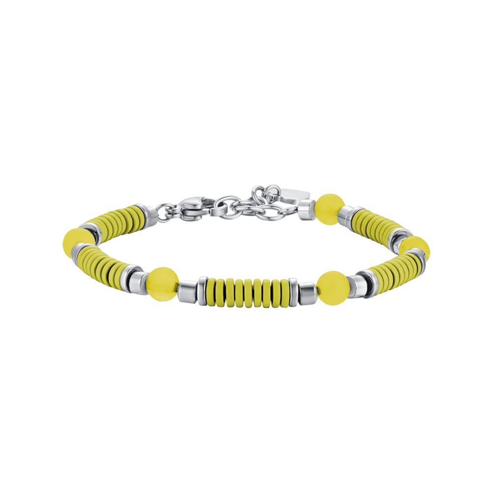PULSERA DE ACERO PARA NIÑA CON PIEDRAS AMARILLAS Y ELEMENTOS DE ESMALTE AMARILLO