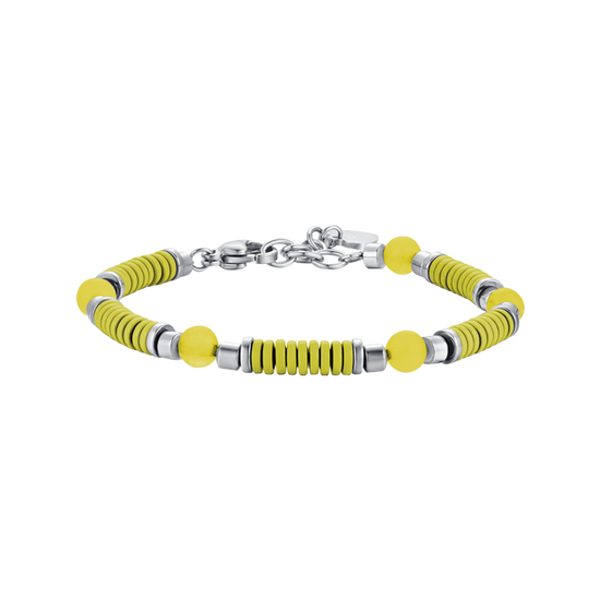 PULSERA DE ACERO PARA NIÑA CON PIEDRAS AMARILLAS Y ELEMENTOS DE ESMALTE AMARILLO