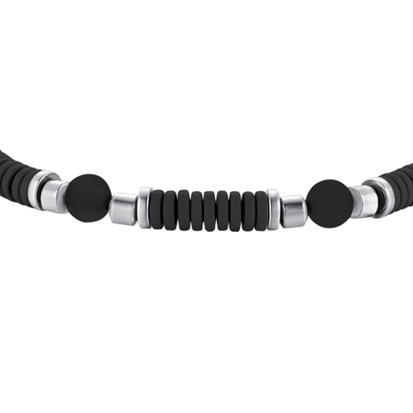 PULSERA DE ACERO PARA BEBÉ CON PIEDRAS NEGRAS Y ELEMENTOS DE ESMALTE NEGRO