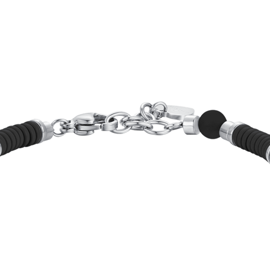 PULSERA DE ACERO PARA BEBÉ CON PIEDRAS NEGRAS Y ELEMENTOS DE ESMALTE NEGRO