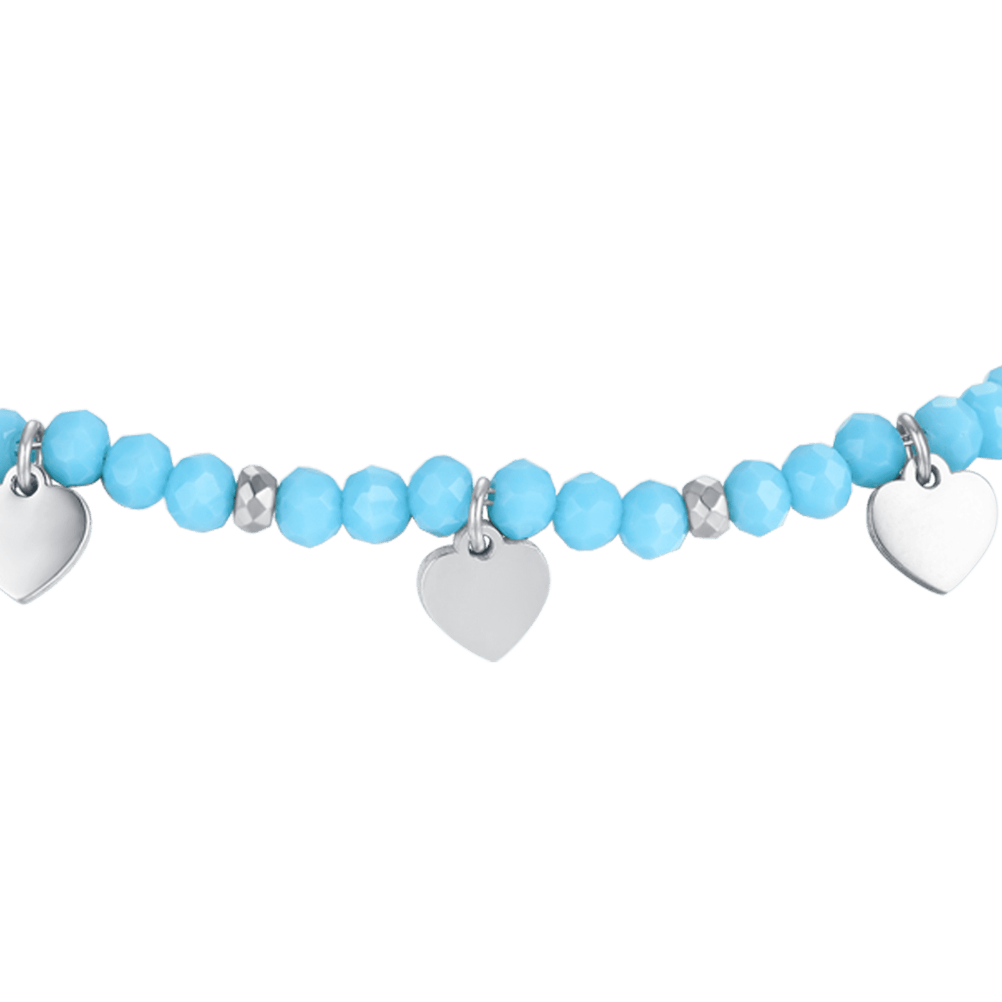 PULSERA INFANTIL DE ACERO CON PIEDRAS Y CORAZONES DE TURQUESA Luca Barra