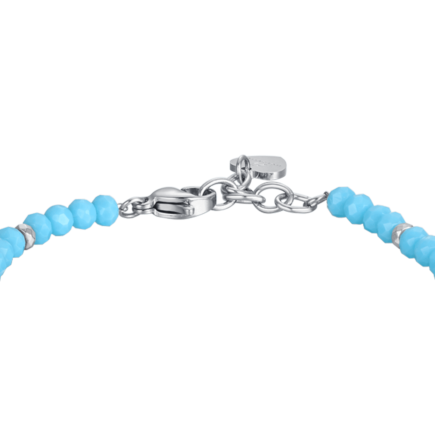 PULSERA DE ACERO PARA NIÑA CON PIEDRAS TURQUESAS Y CORAZONES