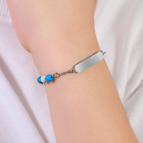 PULSERA INFANTIL DE ACERO CON PIEDRAS AZULES Y BLANCAS Luca Barra