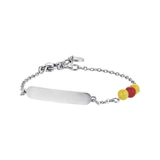 PULSERA DE ACERO PARA BEBÉ CON PIEDRAS AMARILLAS Y ROJAS