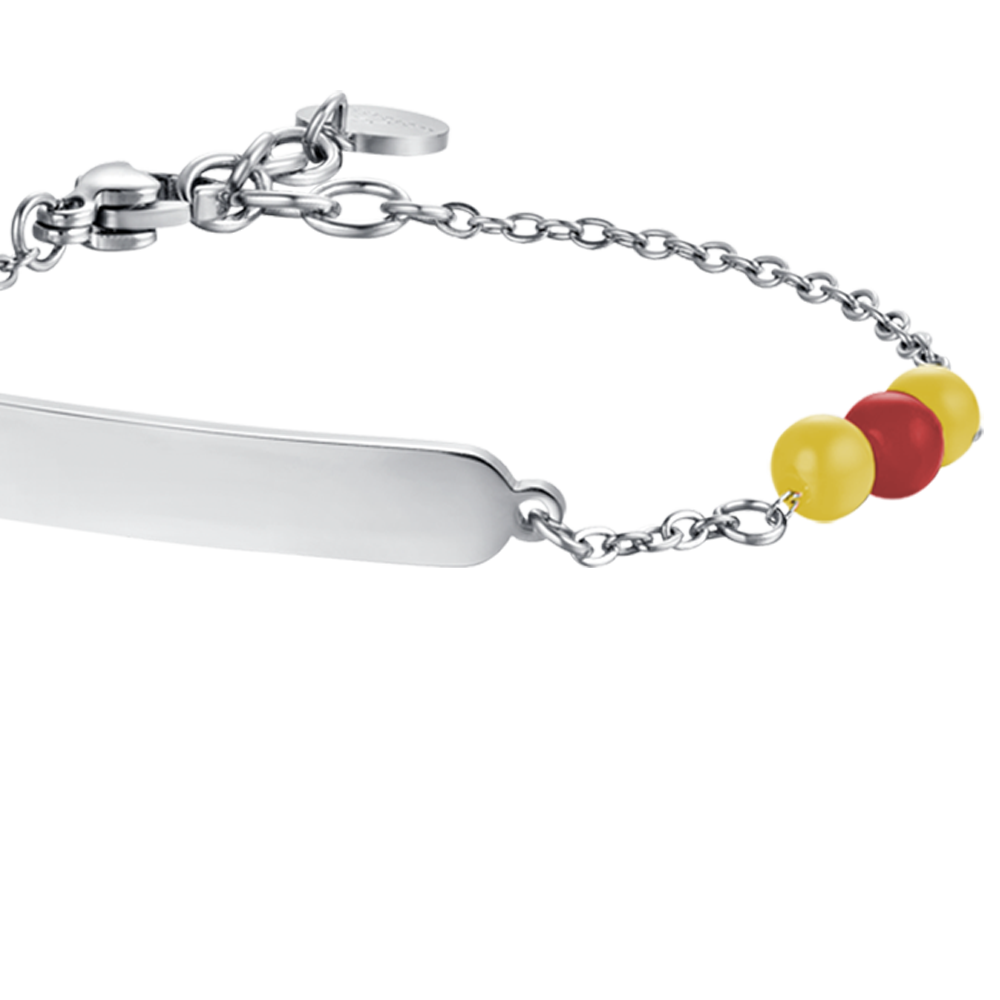 PULSERA DE ACERO PARA BEBÉ CON PIEDRAS AMARILLAS Y ROJAS