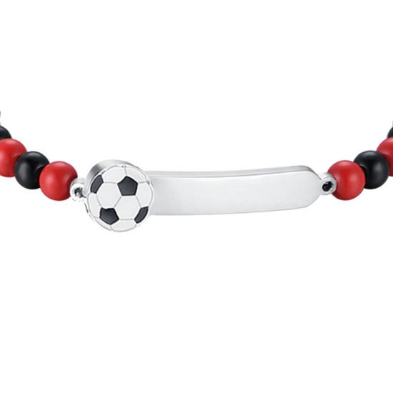 PULSERA DE ACERO PARA BEBÉ CON PIEDRAS ROJAS Y NEGRAS